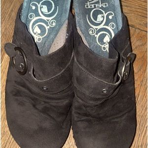 Dansko Size 40 US 9 Nadine Black Suede Leather Mule Clog Shoes